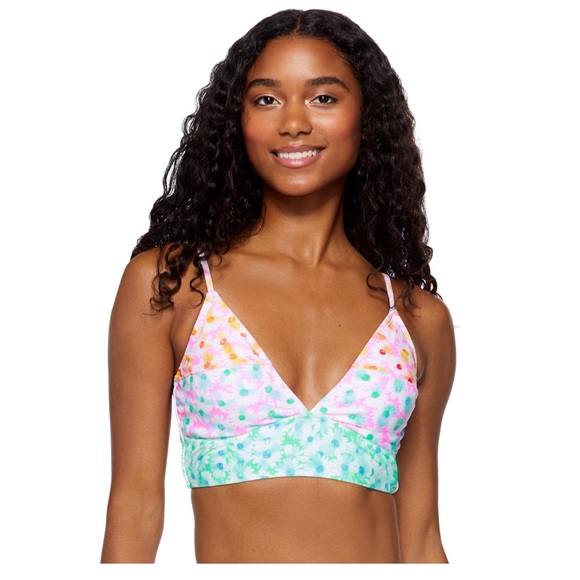 Nobo Swim Nwt Bikini Top Pastel Daisy Longline Swimsuit Size Small